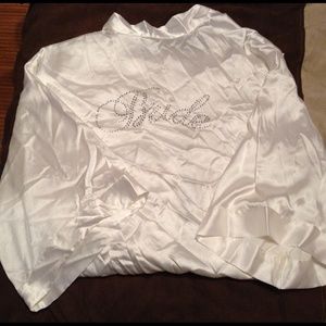 VS white silk "BRIDE" rhinestone robe